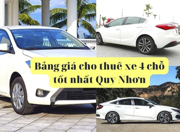 Bảng giá cho thuê xe 4 chỗ tại Quy Nhơn